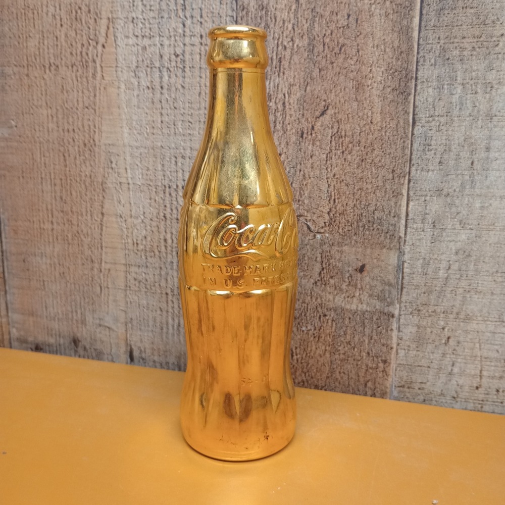 Vintage Coca-Cola Gold Metallic Glass Bottle Danville VA Soda Memorabilia
